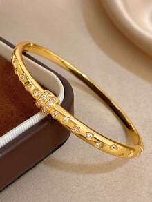 18K镀金防褪色奢华星形锆石手镯套装，女士优雅甜美礼物，圣诞节嘉年华冬季珠宝，婚礼狂欢/舞会/派对/日常配饰，周年纪念日情人节波西米亚风珠宝生日伴娘礼物 - 彩色 - 查看 6