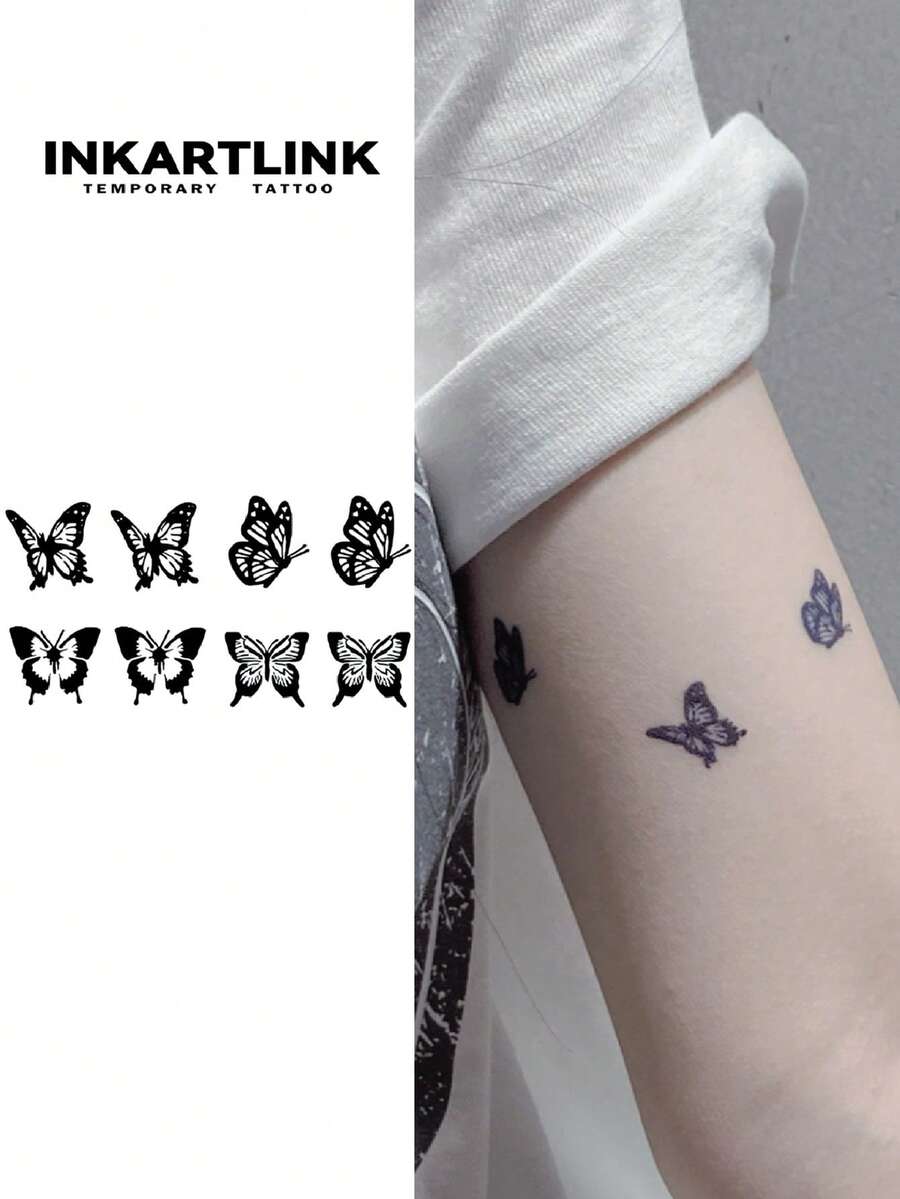 INKARTLINK وشم تكنولوجيا ثورية، وشم شبه دائم، فراشة، مقاوم للماء، وشم مؤقت طويل الأمد، وشم صناعي واقعي، نباتي الأساس، وشم سحري