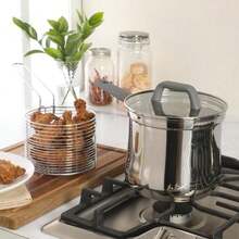 Oster Beauford - Sartén de acero inoxidable de 8 pulgadas, apto para inducción, horno y lavaplatos, mango gris suave tacto, parte inferior encapsulada de 5 capas(3.65-Quart Deep Fryer Pot) - Multicolor - Ver 7