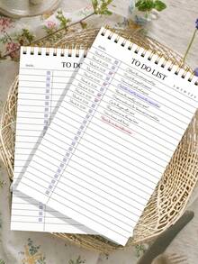 Trees Undated To-Do List Notebook / Daily Planner / Spiral Bound Task List / Schedule Book, Improve Efficiency, 8.5" X 5.5", 100gsm Paper - Mauve Purple - View 3