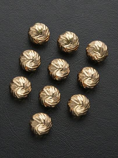 10pcs/Set Asymmetrical Dimpled Wrinkle Metal Buttons, Suitable For Shirts, Cardigans, Dresses, Sweaters, Jackets, DIY Sewing, Clothing, Bags, Home Crafts