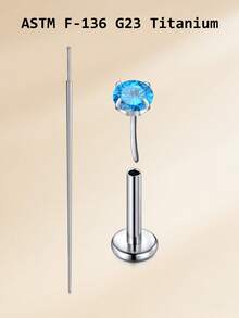 CIZME Piercing de lèvre en alliage de titane G23 sans filetage 20g, anneaux de lèvre avec pierre de CZ incrustée, convient pour le piercing des lèvres et du cartilage de l'oreille, disponible en rose et bleu CZ, unisexe - Argent - Voir 14