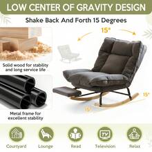 Rocking Chair Rocking Chair With Adjustable Footrest, Extra-Wide Upholstered Glider Rocker With Adjustable High Backrest And Removable Pad, Comfy Corduroy Upholstered Rocker Chair Recliner Leisure Accent Chair For Living Room Bedroom - Grey - View 5