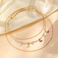 Conjunto de Collar de Tres Piezas de Cadena para Mujeres de Verano - Dorado - Ver 5