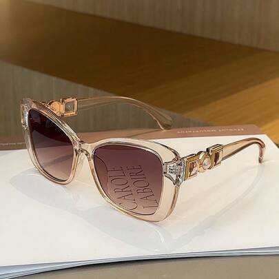 1副仿珍珠装饰亚克力猫眼时尚眼镜