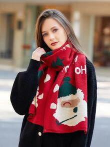 LEAJOURNO. 1条圣诞针织保暖围巾，多功能可爱围脖，男女通用，适合情侣、学生，秋冬季礼物 - A - 查看 2