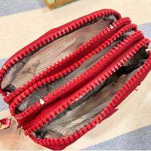 3-Clasp Wallet, Large Capacity Card Holder - 桃紅花 - 查看 3