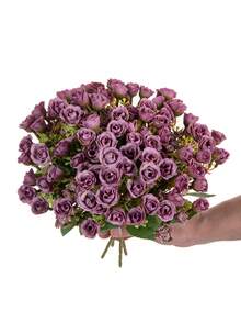 1/80 Stück 27cm künstliche Seide Rose, künstliche Blumen, gefälschter Blumenstrauß für DIY Hochzeitssträuße, Partys, Zuhause, Wohnzimmer, Küche, Garten, Hotel, Büro, Valentinstag Geschenk, Rama Dekorationen, DIY Kränze, Geschenke, Tischmittelpunkt Dekoration, Geburtstagsdekoration, Innen- und Außendekoration, gefälschte Plastikblumen in Großpackung für Vase, Bauernhaus Heimdekoration, Boho Hochzeit - Violett - Übersicht 6