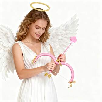 Mini-rosett med Cupid, Alla hjärtans dag-rosett med Cupid, Cupids pil, Gudinnans pil, Festgåva, Perfekt för Alla hjärtans dag, Halloween, Karneval, Födelsedagskalas, Temafester, Cosplay-kostymer, Klädaccessoarer (röd, rosa)