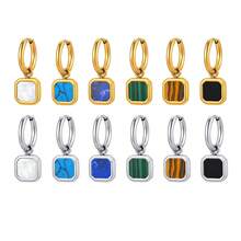 Pendientes de acero inoxidable, nueva llegada, pendientes colgantes - ED-936S03-1 Malaquita - Ver 3