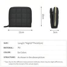 女士拉链小菱形钱包刺绣皮革手拿包女士短款迷你钱包卡包女士钱包小钱包可爱钱包女士钱包女士零钱包 - 黑色 - 查看 12