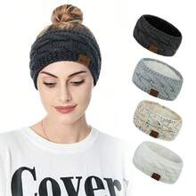 1 Peça Faixa de Cabeça de Malha de Veludo de Inverno - Quente, Elástica e Elegante Gorro Feminino, Adequado para Esportes e Uso Casual - Multicolorido - Visão 1