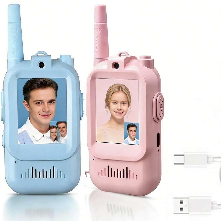 YAIUZGOO 2pcs Rechargeable Walkie Talkies With Video Function, Equipped With HD Camera And Voice Changer, Suitable For Outdoor Play, Camping, Travel, Hiking For Boys And Girls, Ideal Gift Choice, 650mAh - Multicolor - View 1