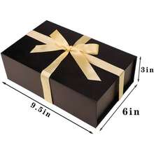 1 Pcs Black Box, 9.5x6x3 Magnetic Box Presents With Lids Rectangle Collapsible Bridesmaid Proposal Box, Wedding, Birthday Packging With Ribbon Card Envelope - Black-9.5x6x3 Inch-pack Of 1 - View 4