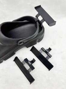 2 piezas Zapatos con efecto de agujero negro y alerón de coche, juguete divertido, accesorios de pantuflas para el hogar pequeños y desmontables - Negro - Ver 1