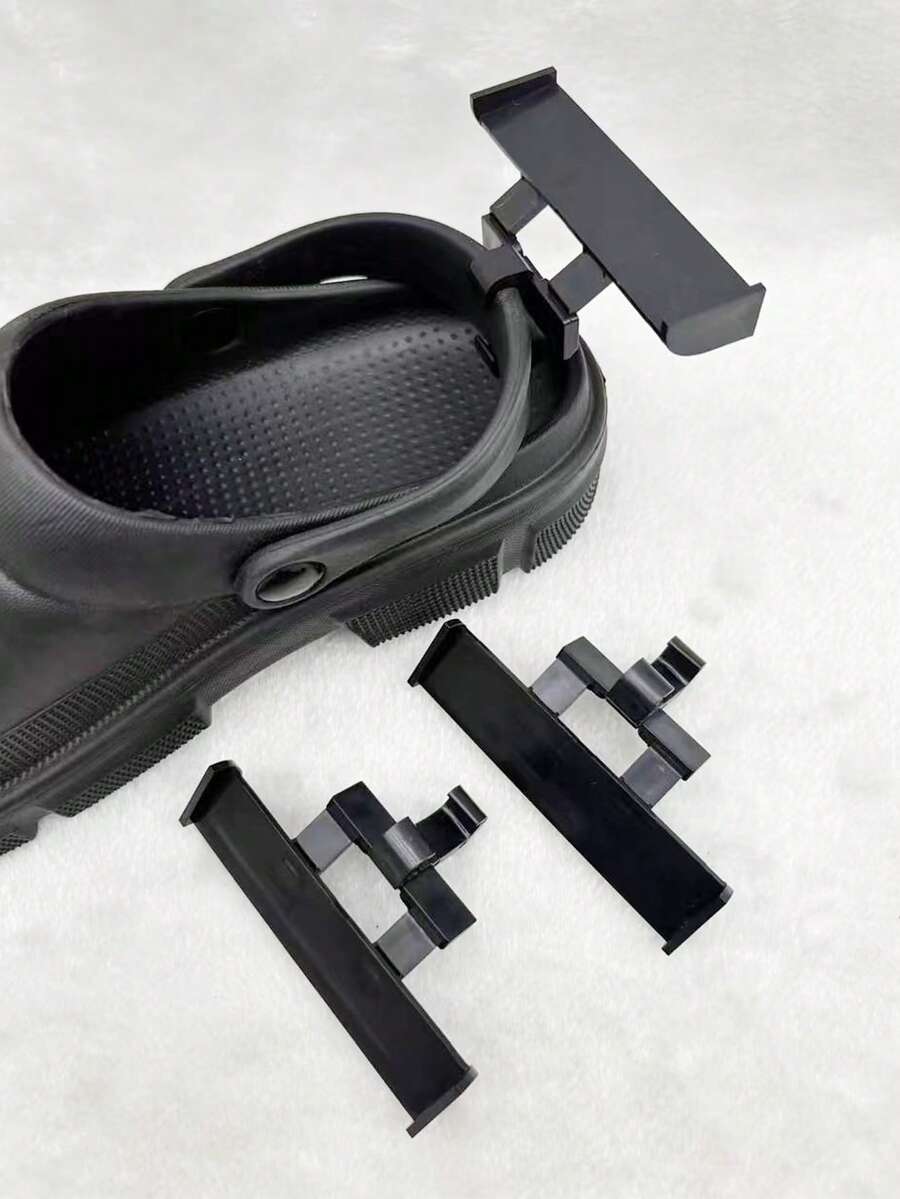 2 piezas Zapatos con efecto de agujero negro y alerón de coche, juguete divertido, accesorios de pantuflas para el hogar pequeños y desmontables - Negro - Ver 1