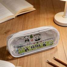 1个透明铅笔盒，考试文具袋（含防水PVC拉链口袋），1支蝴蝶笔，1把熊猫尺，1张熊猫贴纸（黑白两色） - V - 查看 4