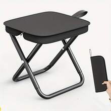Taburete plegable portátil para picnic, silla de camping duradera para exteriores, taburete plegable ligero, taburete para los pies de camping y pesca, adecuado para picnics al aire libre, camping/pesca pequeño, ideal para senderismo, navegación o conciertos al aire libre - Negro - Ver 3