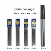 全金屬自動機械鉛筆 0.3/0.5/0.7/0.9/2.0mm，低重心設計，適合建築/工程/藝術，書寫順暢，繪圖與素描雙用途，返校季 - 黑色 - 查看 6