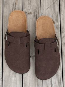 男女通用套脚凉鞋，可调节搭扣，PVC减震鞋底，全天舒适，适合室内外休闲穿着，舒适鞋履，简约设计，经久耐用 - 深咖啡色 - 查看 5