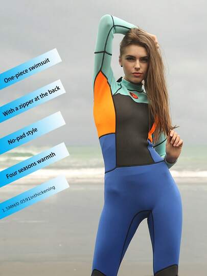 HISEA بدلة سباحة نسائية دافئة بسماكة 1.5 مم؛ ملابس سباحة حرارية للخارج؛ بدلة واقية من الاحتكاك بسحاب خلفي؛ بدلة غطس وتزلج على الأمواج بأكمام طويلة للربيع