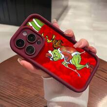 Estuche para teléfono navideño divertido de  y Max Compatible con estuches para teléfonos   17  16 Pro Max  15 Pro Max  13 y  12 Hecho de material TPU a prueba de caídas, resistente al desgaste y cómodo de sostener Un gran regalo para familiares, amigos, seres queridos, novios, novias y para Navidad - Vino tinto - Ver 2