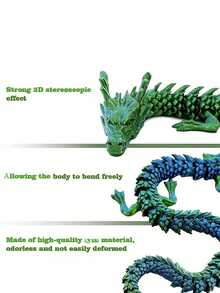 1个3D打印可动关节龙形摆件，附赠礼品袋，现代家居/办公室/活动装饰，收藏级雕像，适合14岁以上人群，可收藏、展示、装饰雕塑，现代设计，高清打印，水晶雕刻，摆件，奇幻爱好者圣诞礼物 - 彩色 - 查看 6