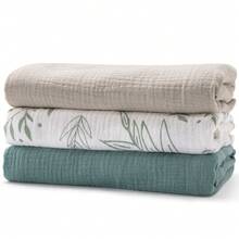 新生儿平纹细布襁褓毯，3 条装透气柔软婴儿包巾，大号 38 X 40 英寸襁褓包巾，婴儿洗澡必备用品，幼儿礼物，情人节爱心礼物