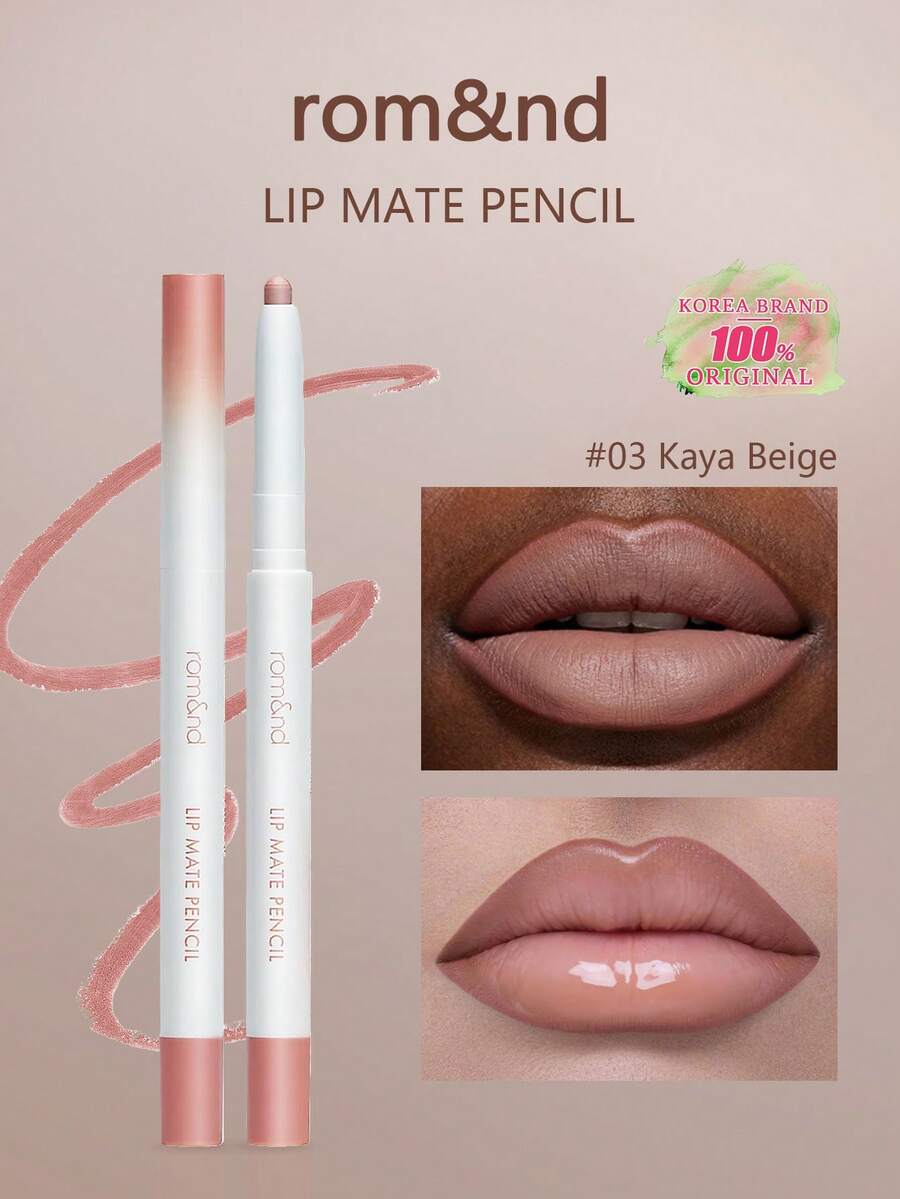 Rom&nd Romand LIP MATE PENCIL 03 Kaya Beige, Feather-Blur Edge, Airy Core Breathe Tech, Lip-Contour Fusion, Warm Nude Almond Haze, Cool Gray Rose Sheer, Caramel Chestnut Melt, Pocket-Size Lip Sculpt Kit, No-Makeup Lip Whisper, K-Beauty, Korean Makeup, 0.5g/0.02oz - 03 淺米色 - 查看 1