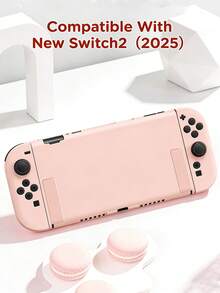 1个粉色图案保护壳，适用于Switch2/Switch NS/Switch OLED/Switch Lite，兼容Switch游戏机的配件，保护您的游戏设备，送给Switch玩家的最佳礼物 - 彩色 - 查看 8