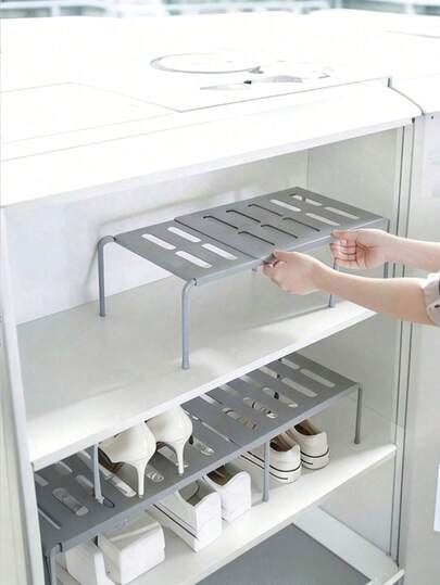 Regulowany, biały i szary plastikowy stojak na buty – wielopoziomowy stojak do przechowywania, rozszerzalny organizer na buty, oszczędzający miejsce – mieści trampki, kapcie, buty, pudełka na buty, idealny do szafy, akademika, salonu, kuchni, łazienki, regulowany stojak, stojak na przyprawy, regał do przechowywania