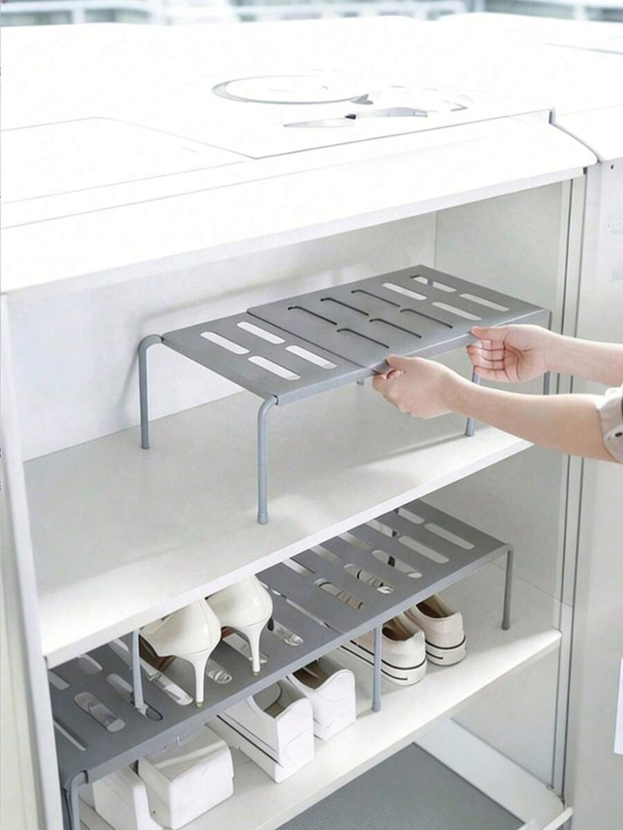 Adjustable Length Plastic Shoe Rack - Tiered Storage Rack, Expandable Shoe Organizer, Space Saving - Holds Sneakers, Slippers, Boots, Shoe Boxes, Suitable For Closet, Dorm, Living Room, Kitchen, Bathroom, Adjustable Rack, Spice Rack, Storage Shelf