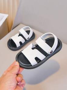 1 Pair Infant/Toddler Outdoor Soft Bottom Comfortable Sports Sandals, Dual Use As Slippers - White - View 1