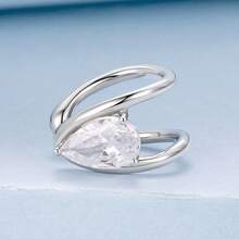 Bamoer S925 Pure Silver Piece With Sparkling Water Droplet Ear Bone Clip. Minimalist Lines Paired With Zirconia Accents, Simple Yet Stylish, Versatile Women's Jewelry Earrings For Daily Use - Silver - View 4