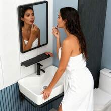 Rectangula Calidad Lavabos Alta Con Espejo+grifo Minimalista - Blanco - Ver 2