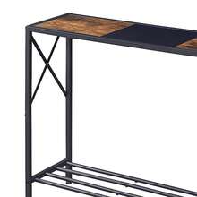 Compact Console Table, Small Sofa Table with Shelf, Entryway Display Stand for Hallways, Bedrooms, Living Rooms, and Farmhouse Decor Credenza, Credenza recibidor de Madera de Capas Gris, Estilo Moderno Mesa de Entrada, Fácil de Montar Mesa recibidor, Las Dimensiones de la Mesa recibidor Entrada Son 106 * 30 * 77(CM) Consola Estrecha de Madera Reciclada 106cm Mesa Pequeña para Entrada, Mesa Delgada para Sofá en Pasillo o Sala Negra - Arce - Ver 2