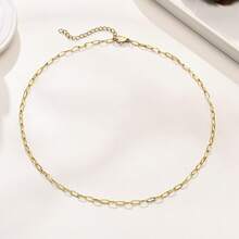 Collar Cadena de Oro - Collar de perlas cuadradas color acero, 2 mm, 51 cm/043 - Ver 2