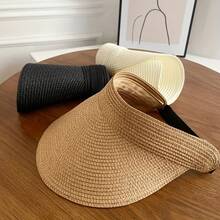 New Spring Summer Hat Women Outdoor Travel Sunshade Hat Wide Brim Foldable Hat Beach Straw Hat - 卡其色 - 查看 7