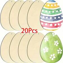 未上色的空白木制蛋形木块，DIY 彩绘木制工艺彩蛋，适用于情人节、复活节、家居装饰 - 彩色 - 查看 9