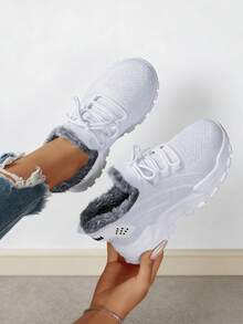 FZY 2026 Winter New Style Snow Boots, Leather-Lined Athletic Shoes - Soft And Warm Knitted Casual Walking Shoes, Lightweight And Slip-Resistant Outdoor Winter Shoes, Suitable For Women's Commuting And Office Wear, Also Essential Boots For Women's Easter Outfits, Comfortable And Versatile Women's Snow Boots For Winter Vacation And Travel, Easter Gift - Winter Women's Tennis Shoes - 白色 - 查看 5
