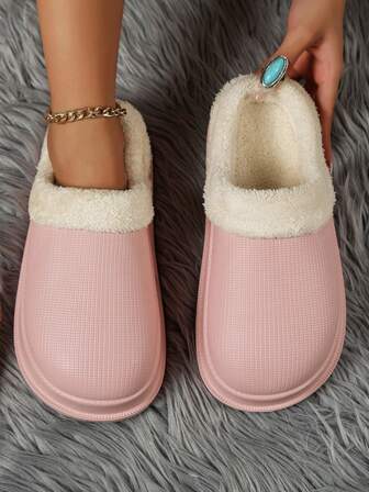 Teens' Anti-Slip, Wear-Resistant, Soft-Soled, Plush-Lined, Round-Toe, Low-Top, Slip-On Flat Bedroom Slippers. Retro-Fashioned, Indoor Daily Home Use, Warm & Cozy Winter Plush House Slippers