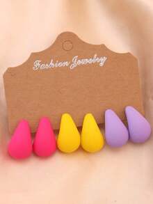 New Arrival Colorful Water Drop Earrings, Fashionable & Elegant Earring Set For Women - Multicolor - View 4