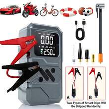 SUITU Car Jump Starter With Air Compressor. Tire Inflator Pump With Digital Pressure Gauge And LED Flashlight. Car Battery Charger With 14.8V 1500mAh Lithium-Ion Battery Power. Car Air Pump Suitable For Inflating Cars, Motorcycles, Bicycles And Basketballs. Automotive Accessories/Gifts. - Grey - View 13