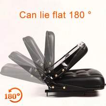 Asiento universal ajustable para montacargas con cinturón y posabrazos, respaldo ajustable y riel deslizante asiento de podadora de PVC impermeable, para tractor, montacargas, cargadora - Negro - Ver 4