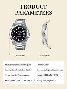 Casio 卡西欧 MTP-VD01D-1B 男士不锈钢表带石英表，休闲配饰，男士礼物 - 黑色 - 查看 6