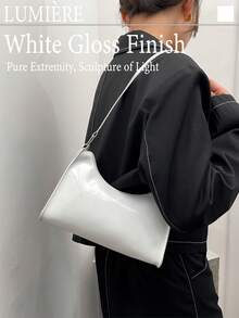 Solid Color Embossed Geometric Shoulder Bag With Zipper, Women's Shoulder Bag, Fashion Retro Zipper Bag, Casual Waterproof Handbag For Teen Girls, Women, College Students, Rookies & White-Collar Workers. Perfect For Office, Work, Business, Commute. Best Work Bag For Women., Retro Inspired Bag For Women - 彩色 - 查看 7