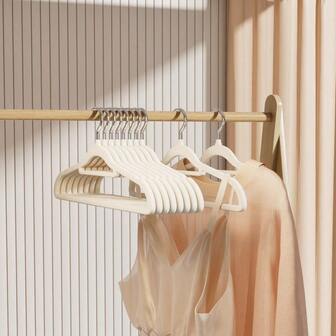 40/10/5pcs Flocking Anti Slip Hangers, Anti Slip Hangers, Prevent Shoulder Deformation, Save Space, Clothes Hanger, Clothes Drying Rack, Suitable For Clothing Stores Organizing Clothing, Suits, Tops, Ties, Shirts, Skirts, And Pants Is Essential For Home Storage, Wardrobe Storage, Home Decoration, And Room Decoration,