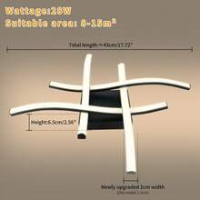 XINGOO 1 قطعة إضاءة سقف ذات تصميم أنيق وحديث، مصنوعة من الألمنيوم الأسود الفاخر، مزودة ب- 4 لوحات إضاءة LED، قوة 28 واط، مناسبة للاستخدام في غرفة المعيشة/النوم/المطبخ/الممر/الشرفة، لون أبيض بارد 6000 كلفن أو أبيض دافئ 3000 كلفن، تعمل بجهد كهربائي 220-240 فولت 50/60 هرتز فقط (تحذير: غير متوافقة مع 110 فولت) - 4 أضواء - مشاهدة 5