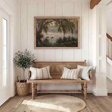 لوحة منظر طبيعي ريفي لبحيرة البجع بإطار/بدون إطار، طباعة لوحة زيتية فينتاج بطراز كلاسيكي حزين، ديكور منزلي مناسب للسكن الجامعي والشقق والغرف المعيشية والنوم والديكور الحديث