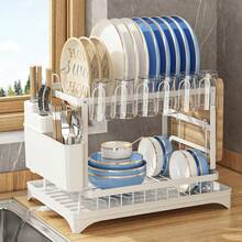 3-Tier Over Sink Dish Drying Rack With Cabinet Door, Multifunctional Kitchen Sink Storage Organizer Rack, Countertop Drainer Holder For Bowls, Cups, Dishes And Utensils - Multicolor - View 4